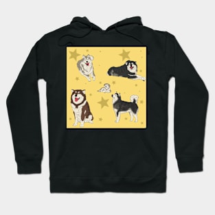 Alaskan Malamute Pattern Yellow Hoodie